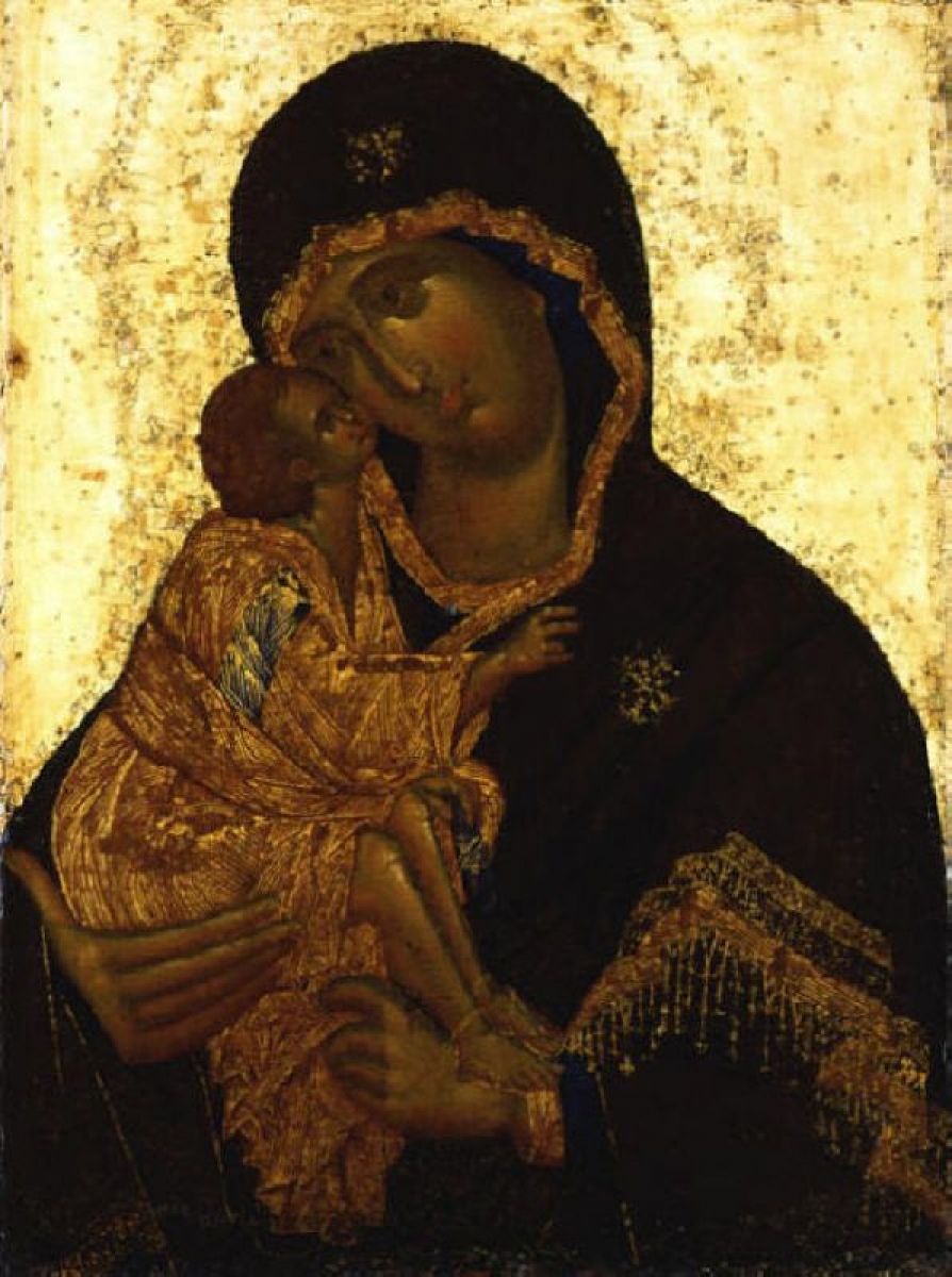 Богородица с Младенеца Донска. Икона от 1380-1390 г. от Теофан Грек